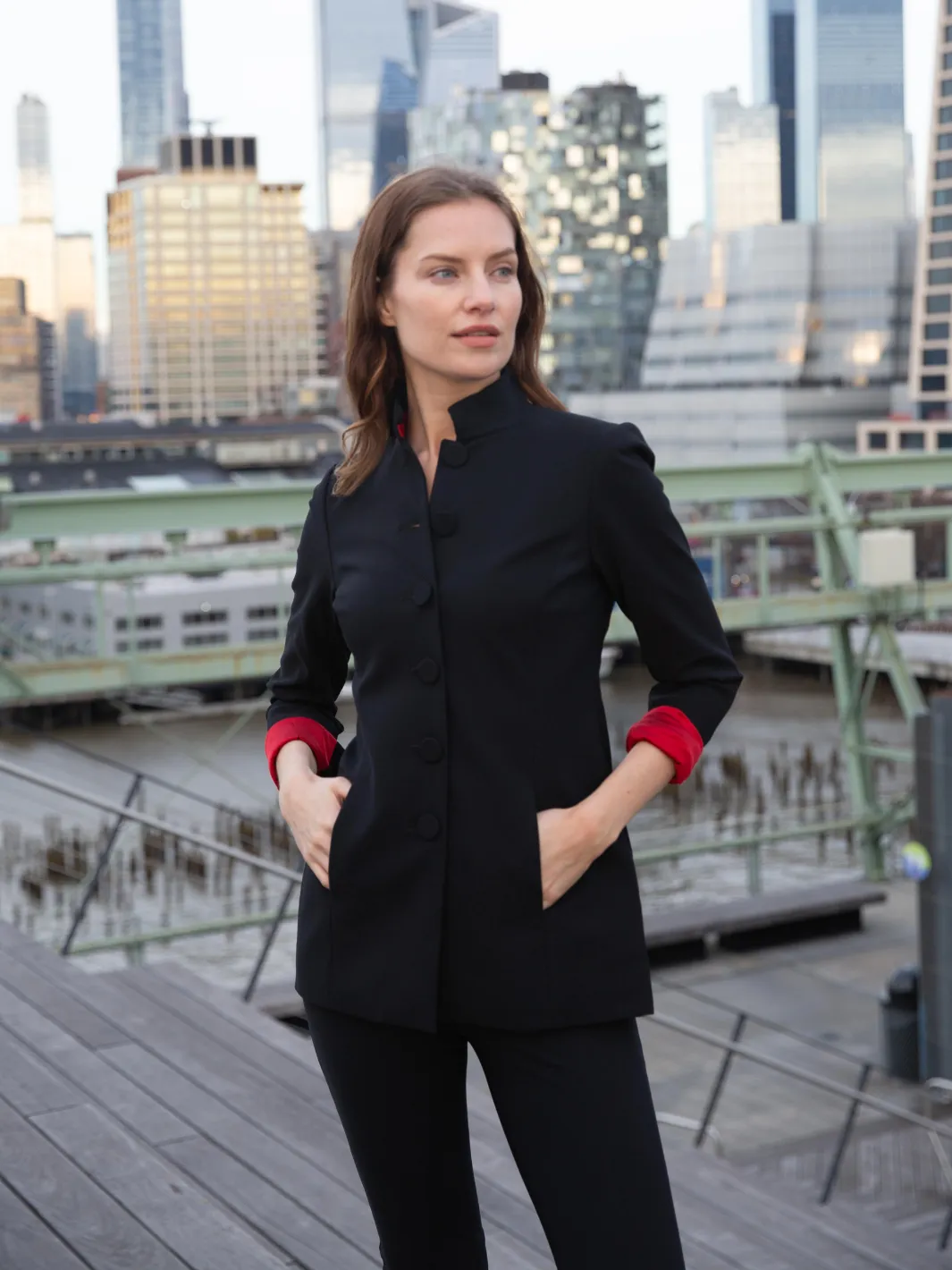 The Carmen - Silk Lined Mandarin Collar