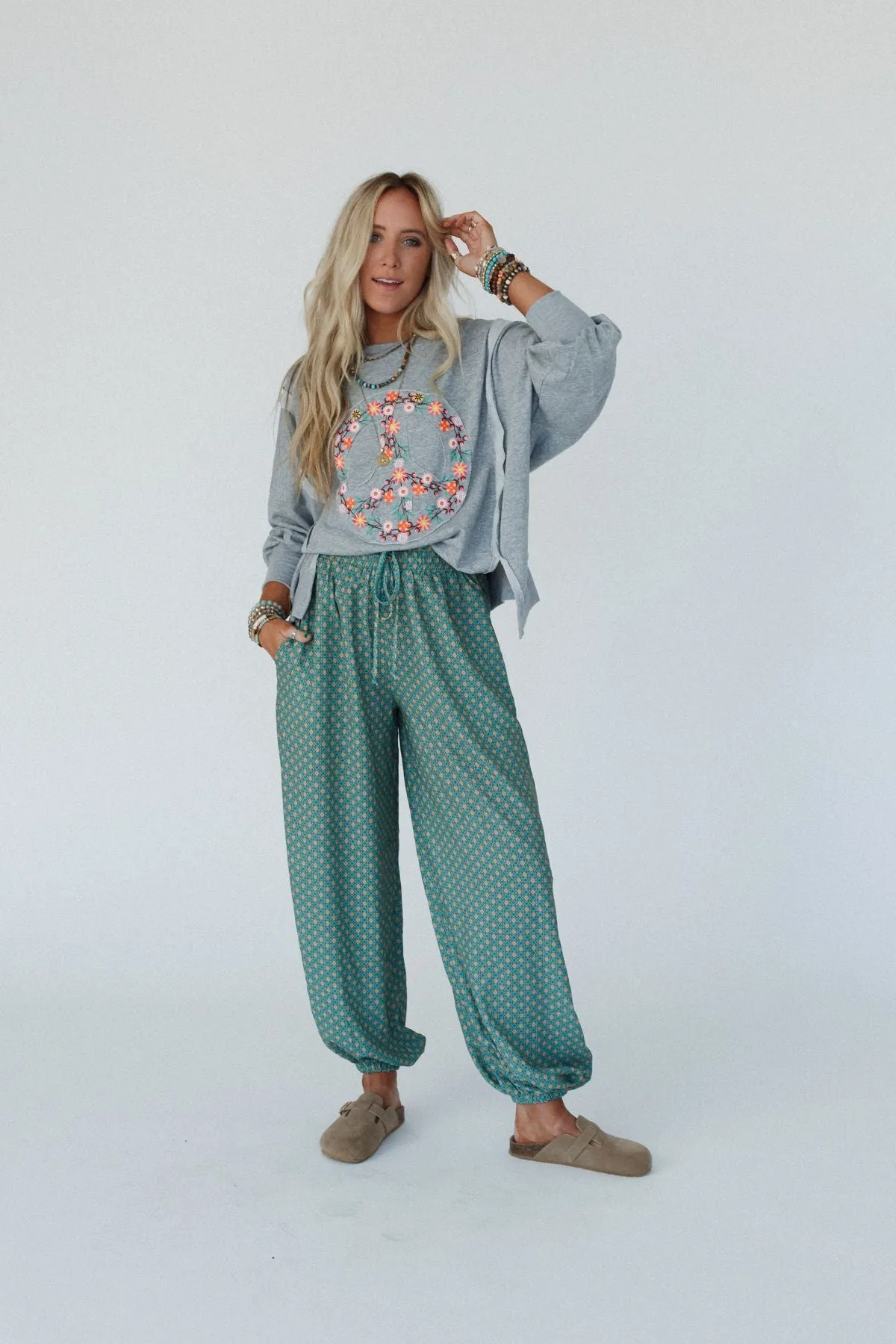 The Nest Mystic Mirage Printed Joggers - Teal