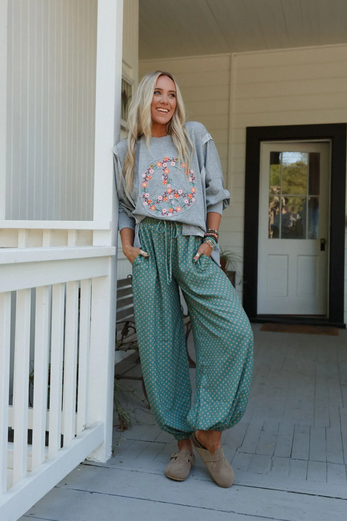 The Nest Mystic Mirage Printed Joggers - Teal