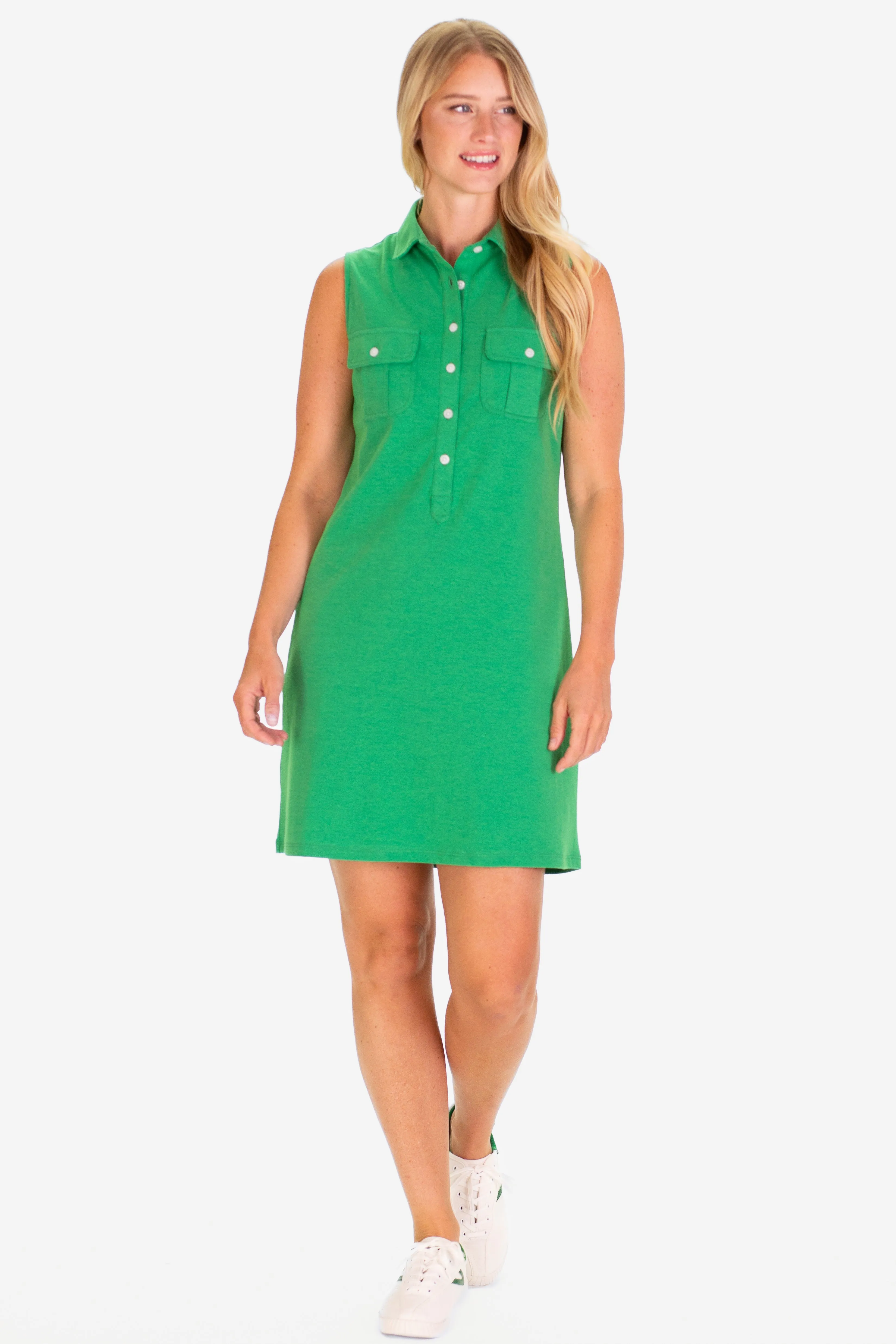 The Pique Opal Dress in Grass Green