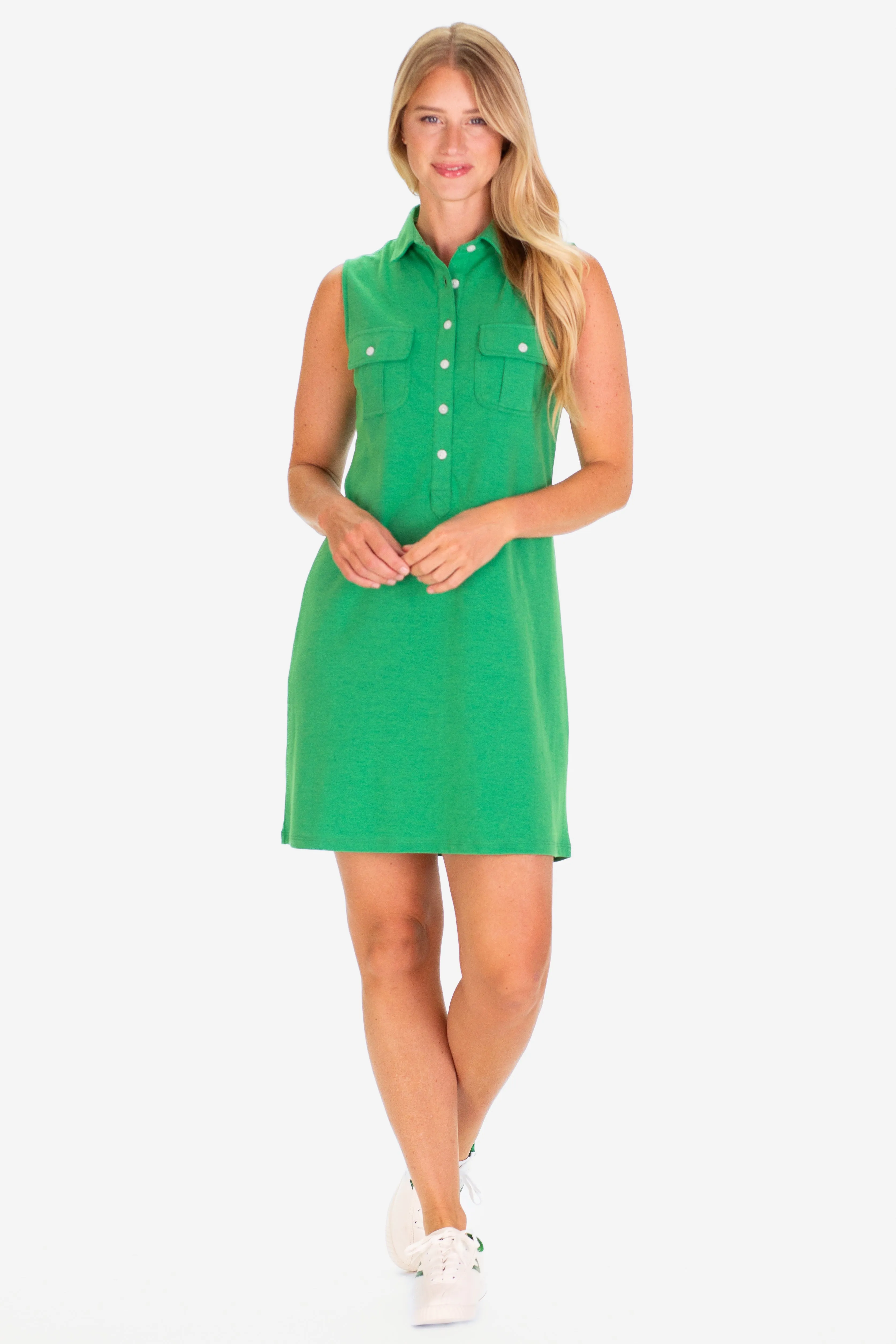 The Pique Opal Dress in Grass Green