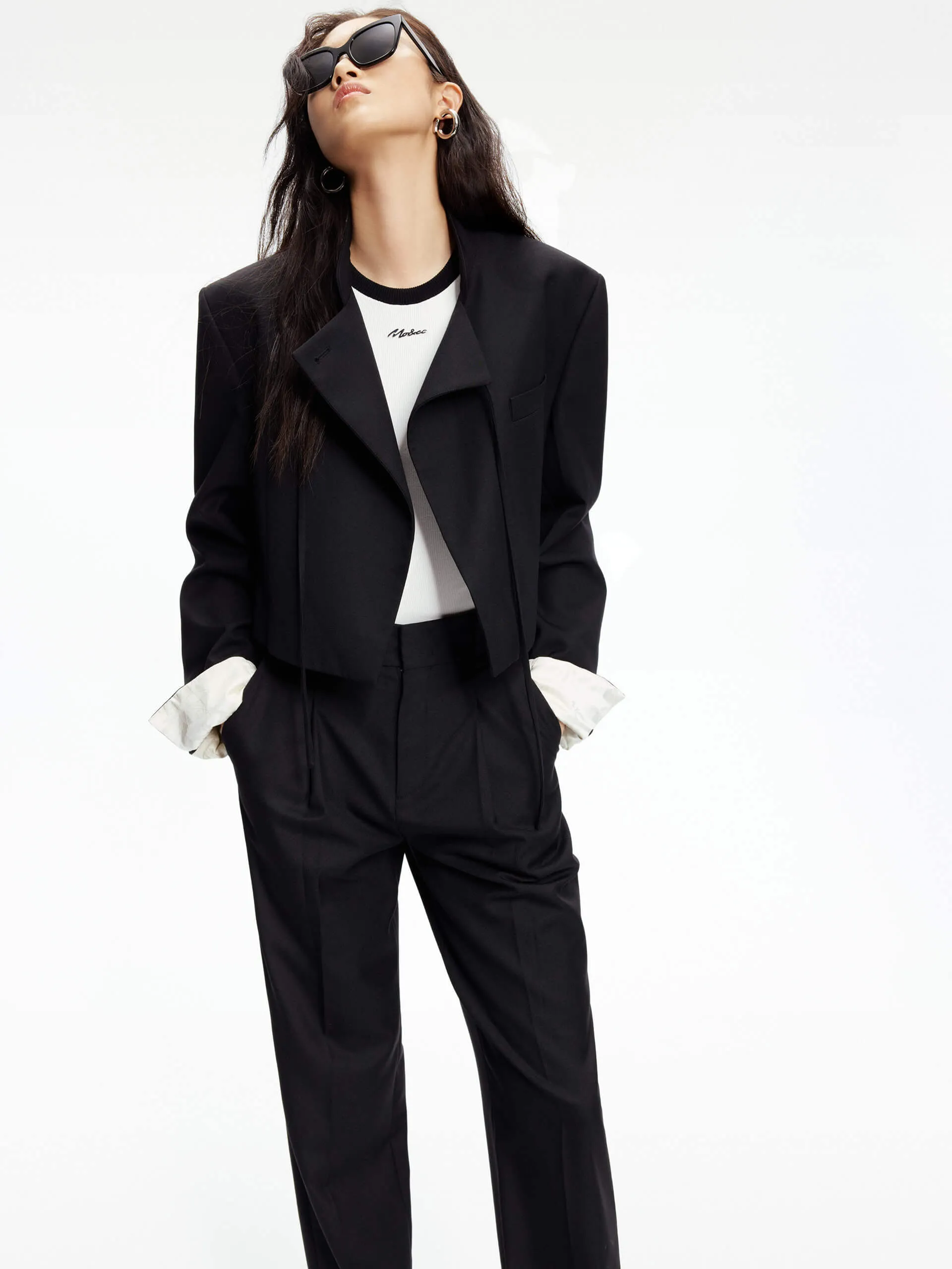 Tie Detail Cropped Jacket