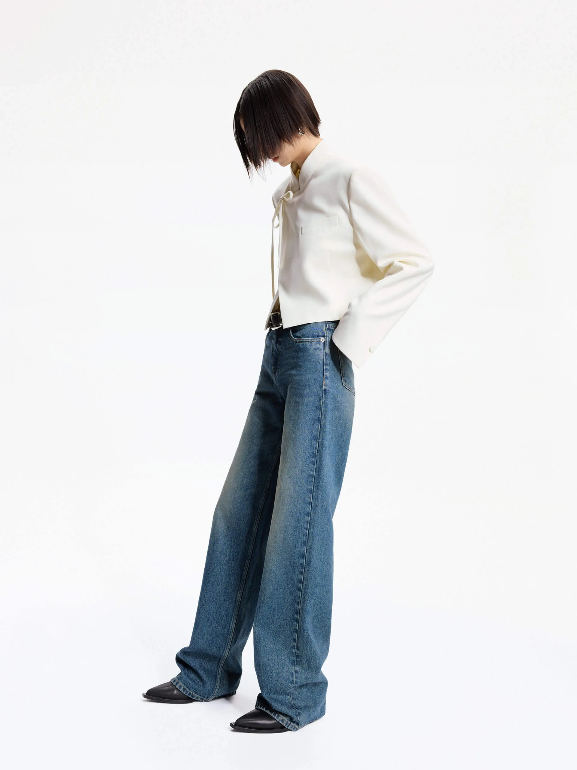 Tie Detail Cropped Jacket