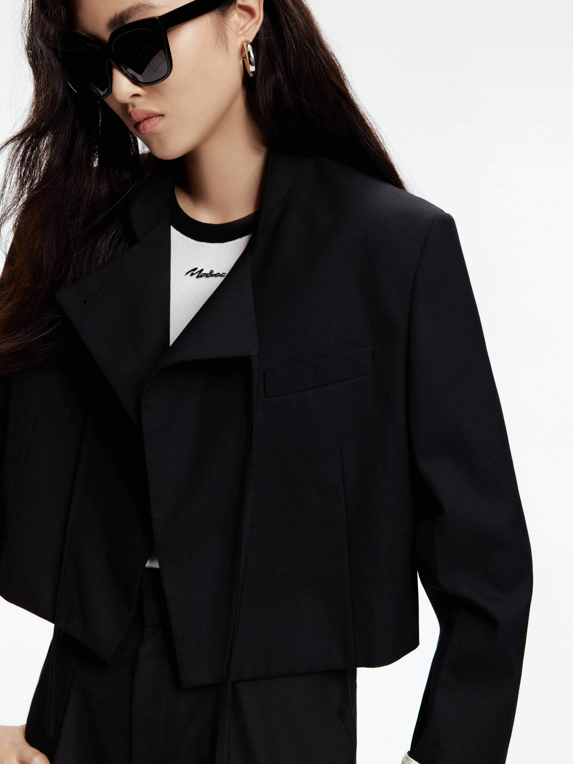 Tie Detail Cropped Jacket