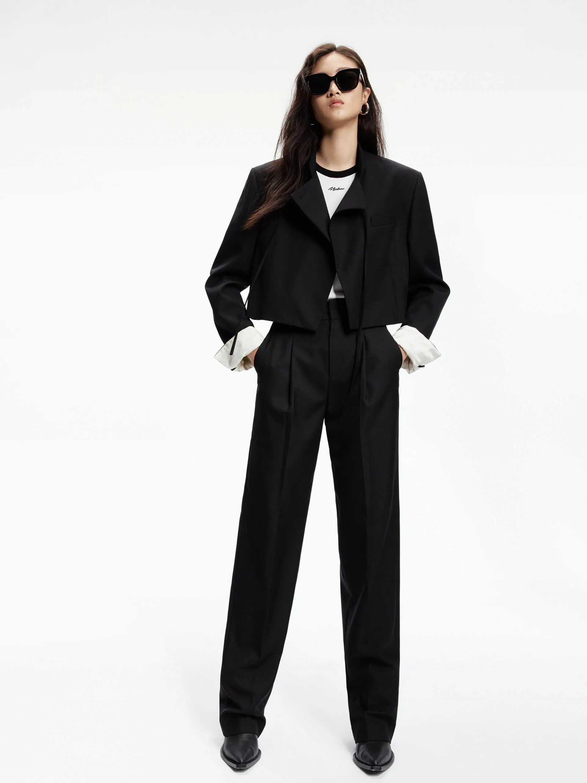 Tie Detail Cropped Jacket