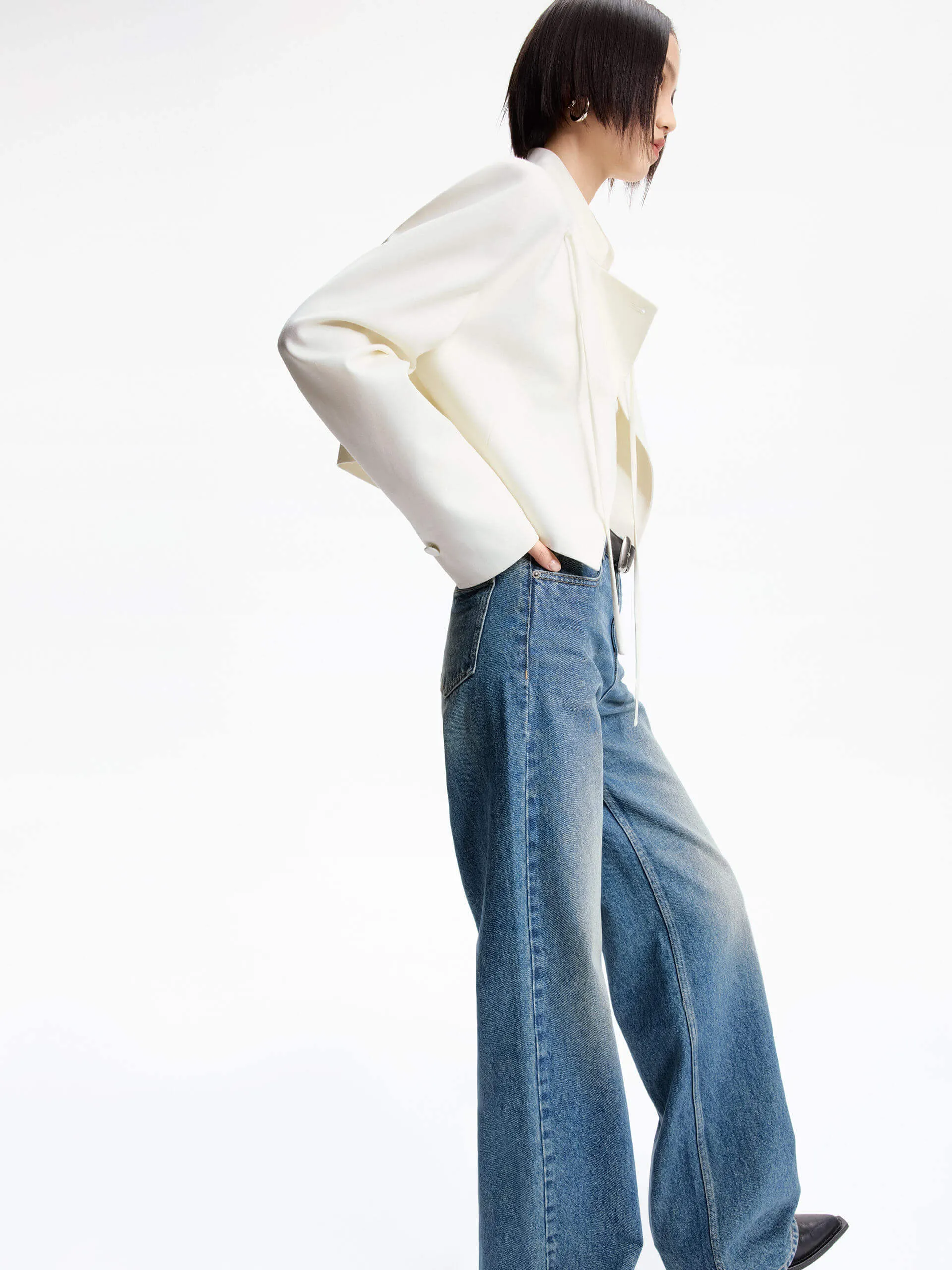 Tie Detail Cropped Jacket