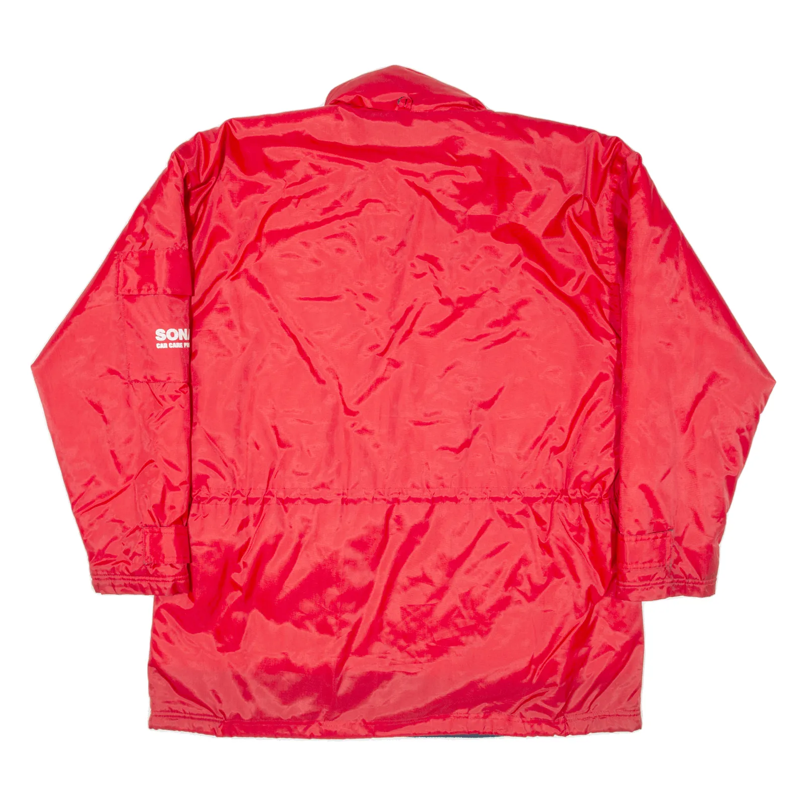 US BASIC Quilted Lined Mens Rain Coat Red Nylon Hooded L