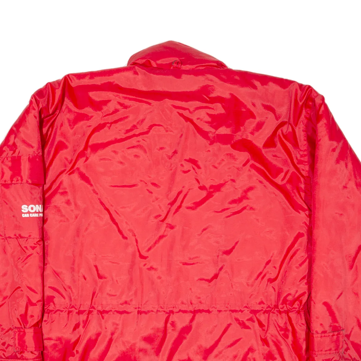 US BASIC Quilted Lined Mens Rain Coat Red Nylon Hooded L