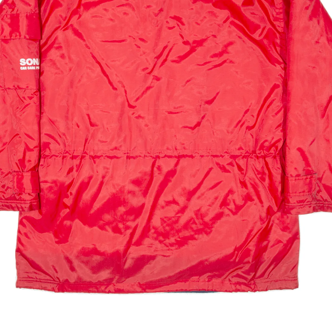 US BASIC Quilted Lined Mens Rain Coat Red Nylon Hooded L