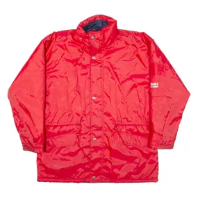 US BASIC Quilted Lined Mens Rain Coat Red Nylon Hooded L