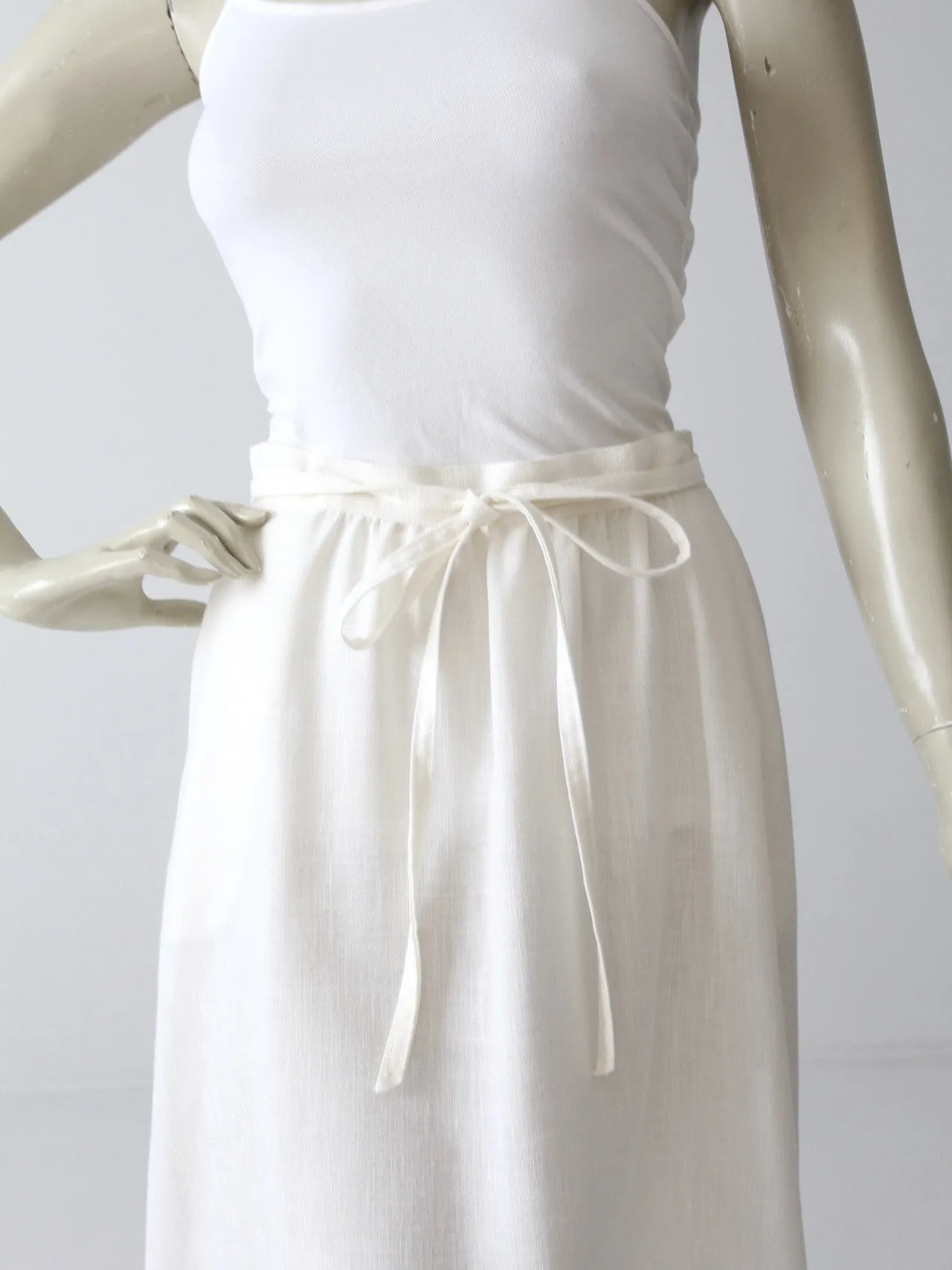 vintage 70s white wrap skirt
