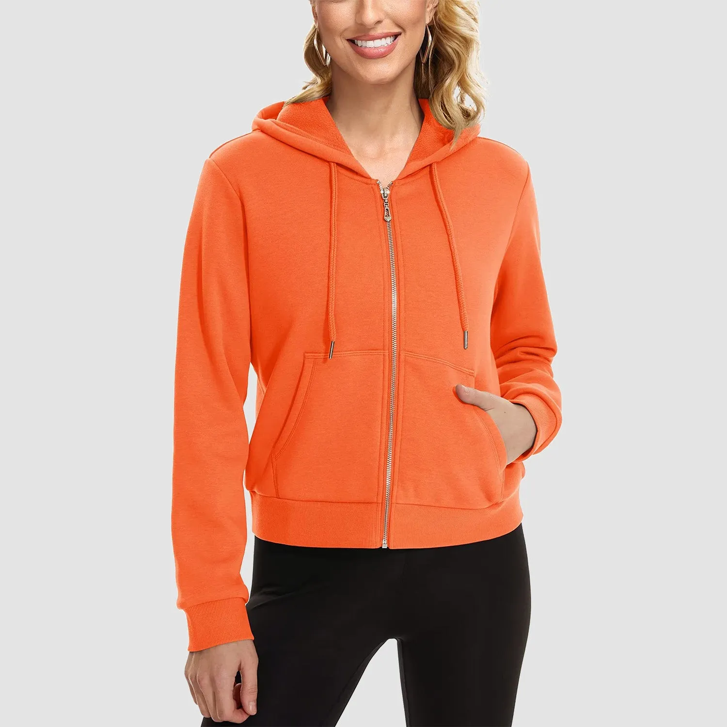 Women's Bomber Hoodie - Fleece-Lined & Full Zip Winter