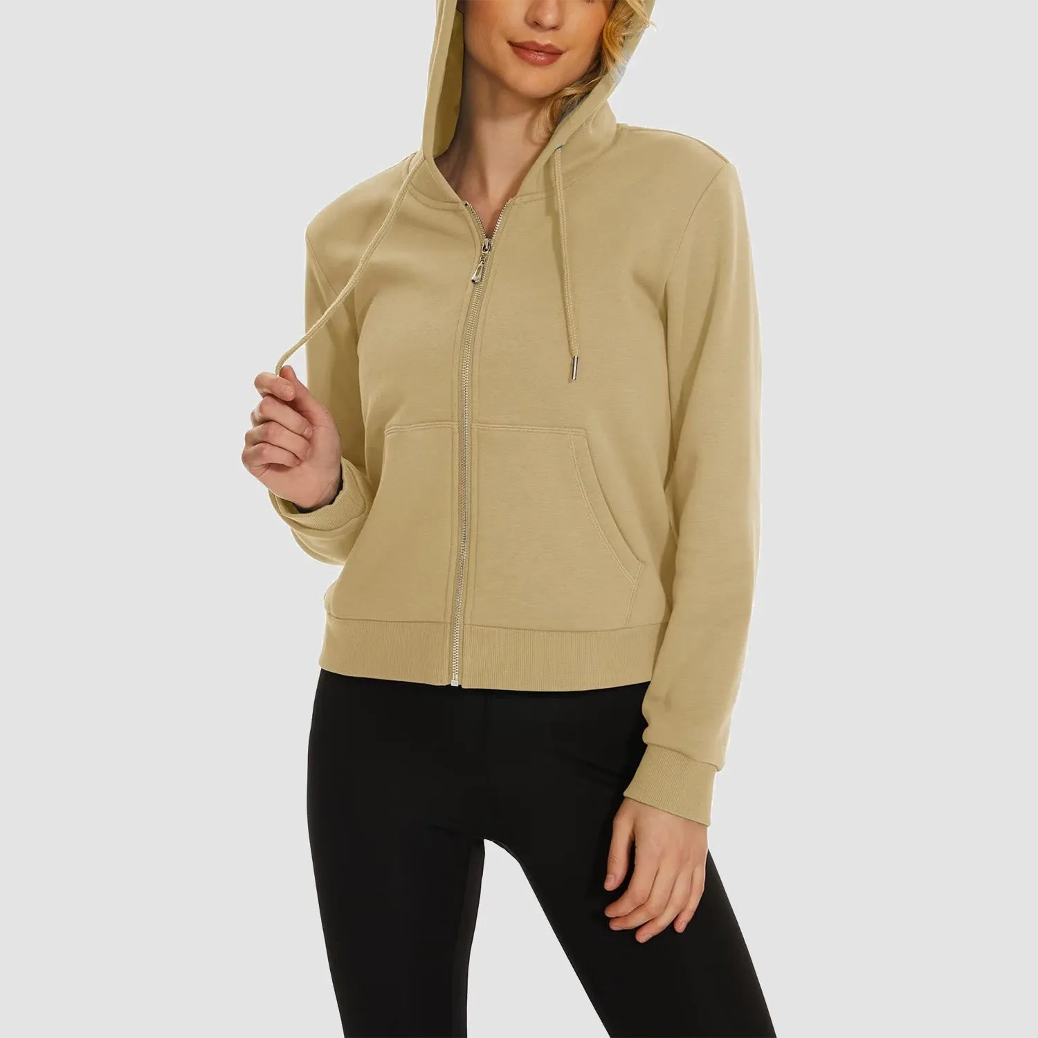 Women's Bomber Hoodie - Fleece-Lined & Full Zip Winter