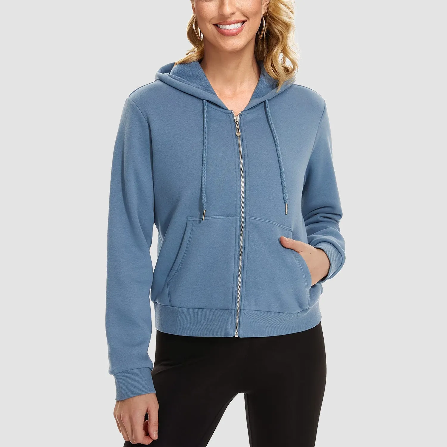 Women's Bomber Hoodie - Fleece-Lined & Full Zip Winter