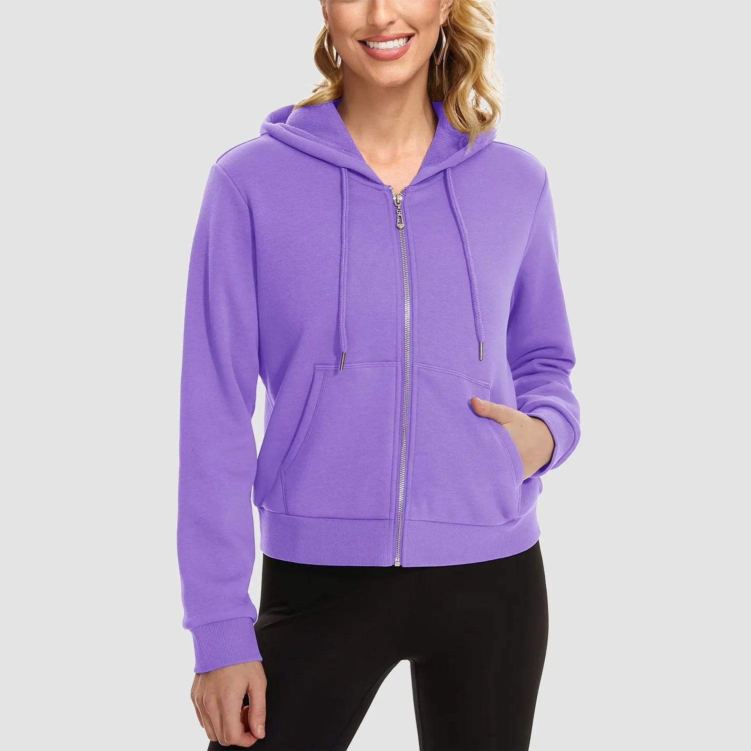 Women's Bomber Hoodie - Fleece-Lined & Full Zip Winter