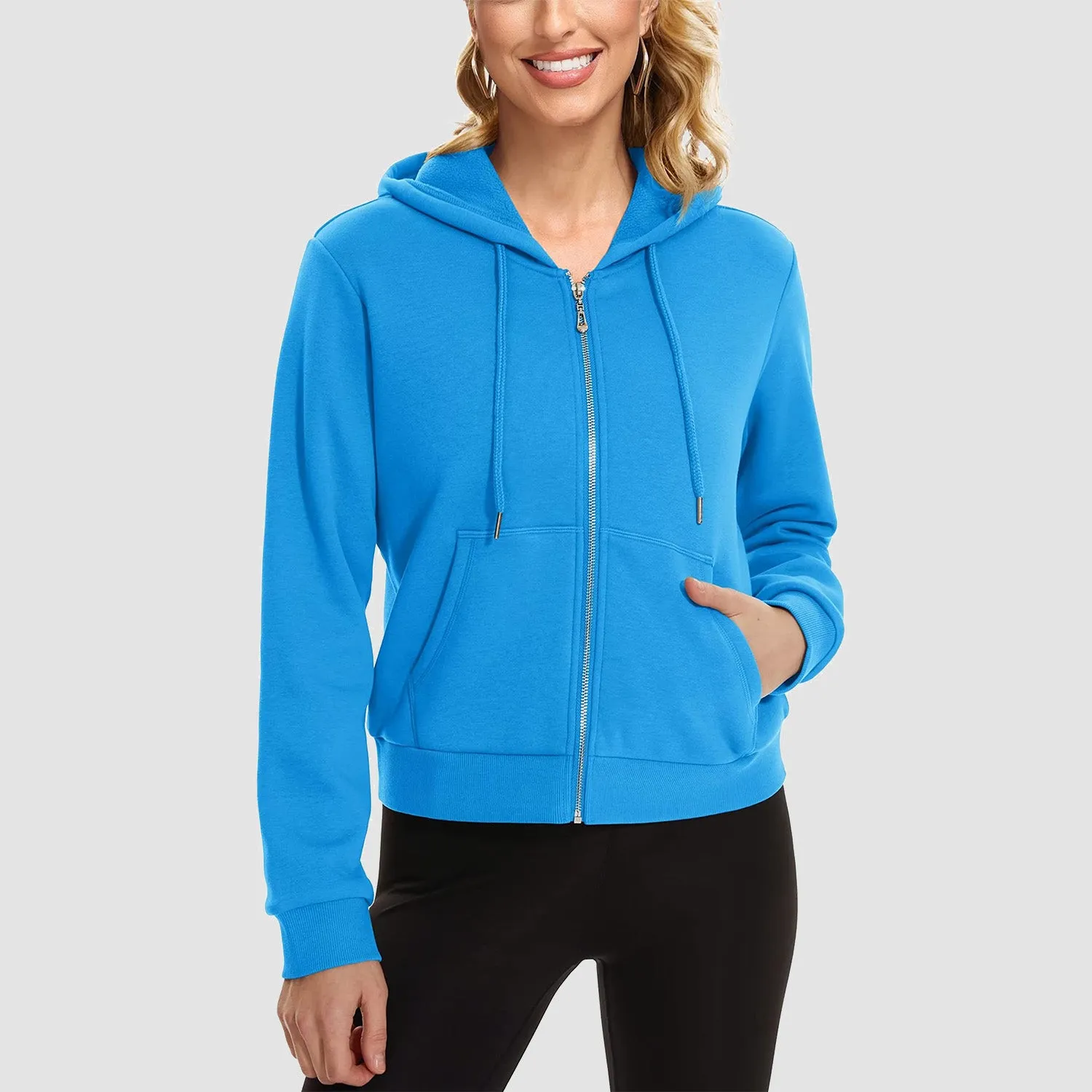 Women's Bomber Hoodie - Fleece-Lined & Full Zip Winter