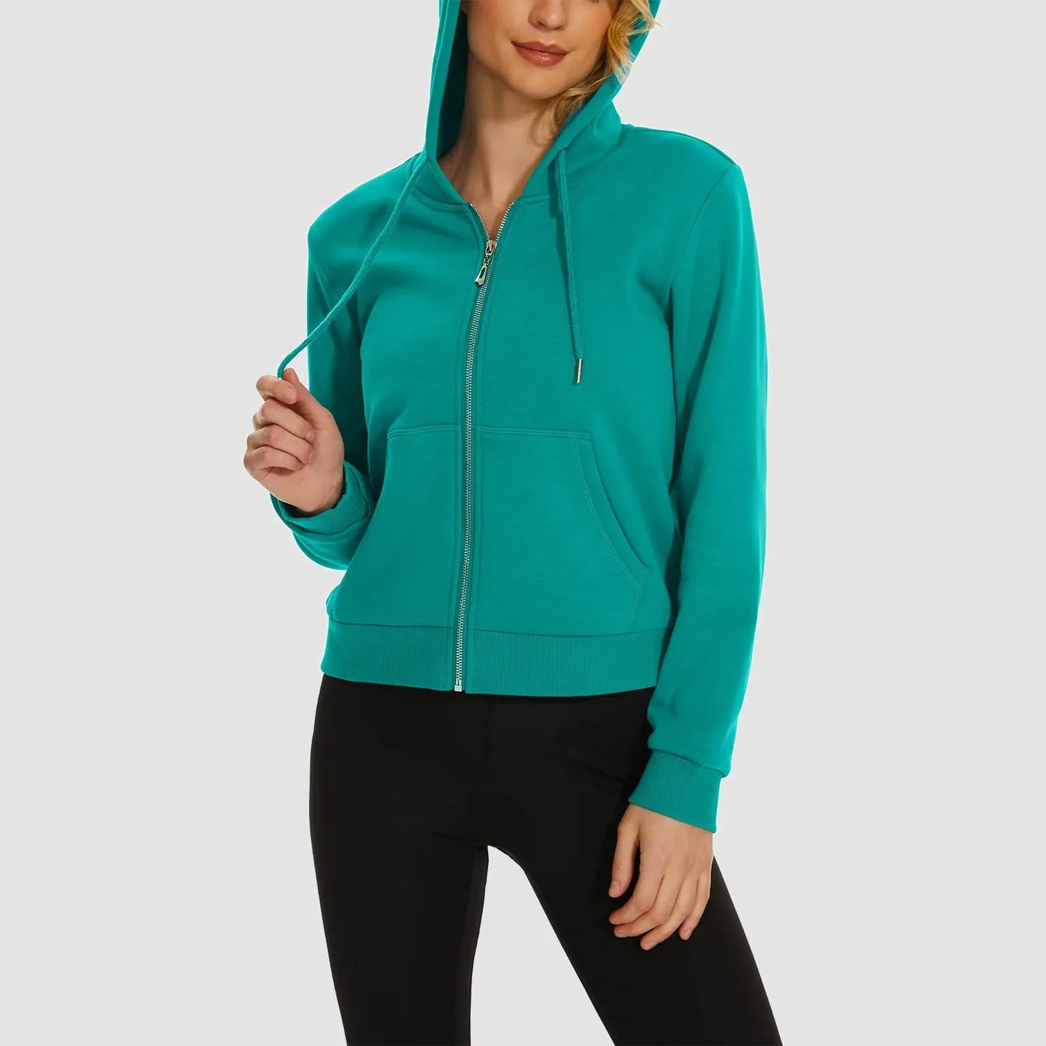Women's Bomber Hoodie - Fleece-Lined & Full Zip Winter