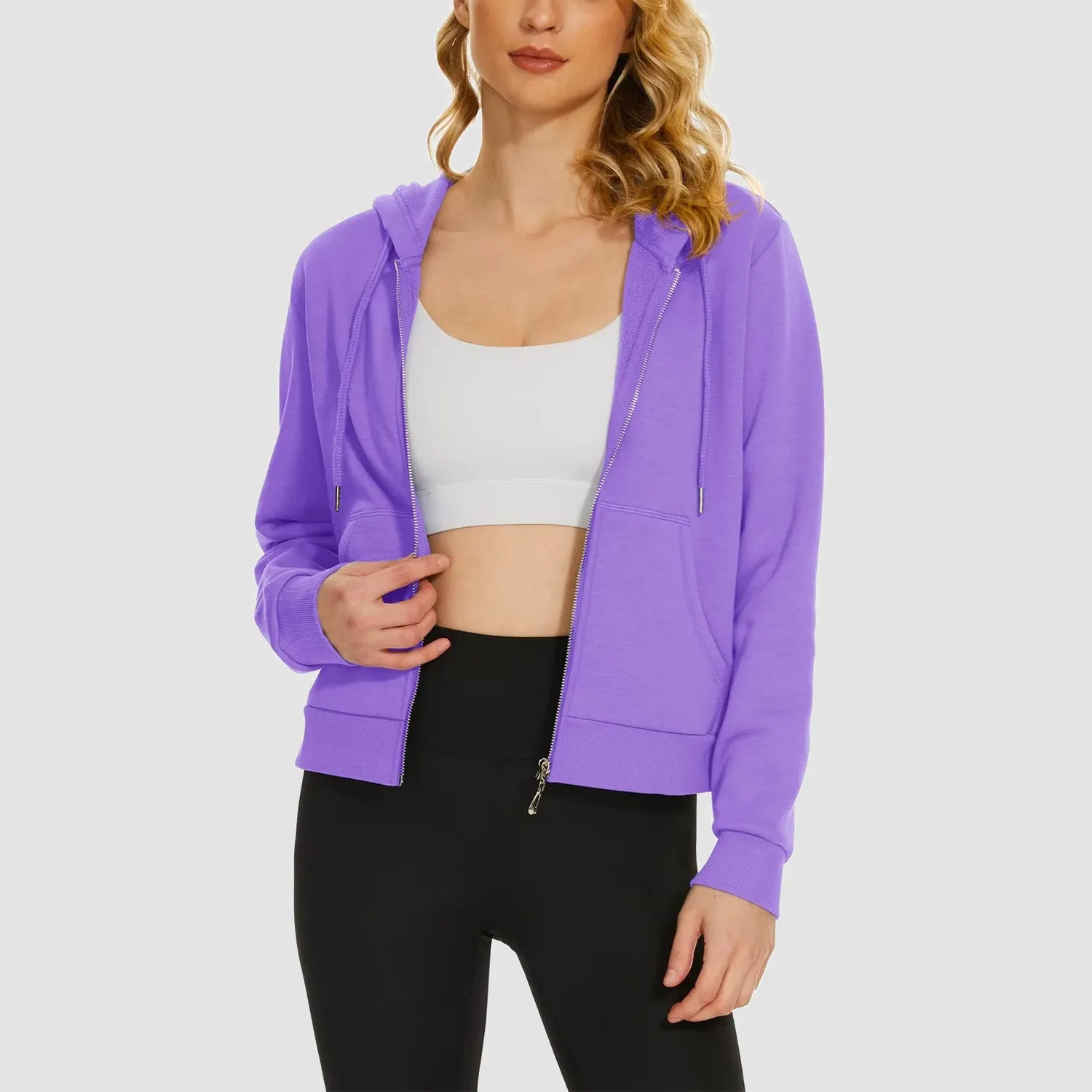 Women's Bomber Hoodie - Fleece-Lined & Full Zip Winter