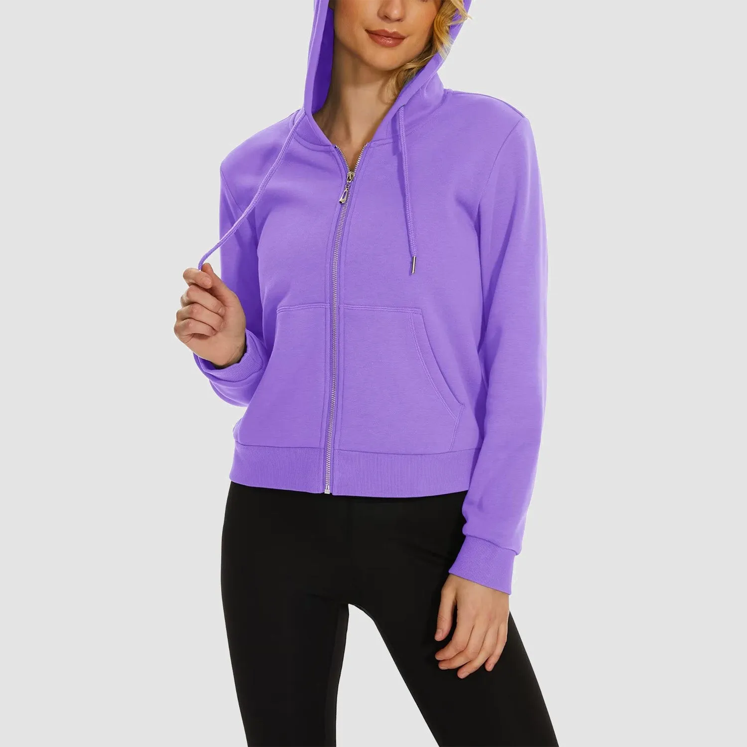 Women's Bomber Hoodie - Fleece-Lined & Full Zip Winter