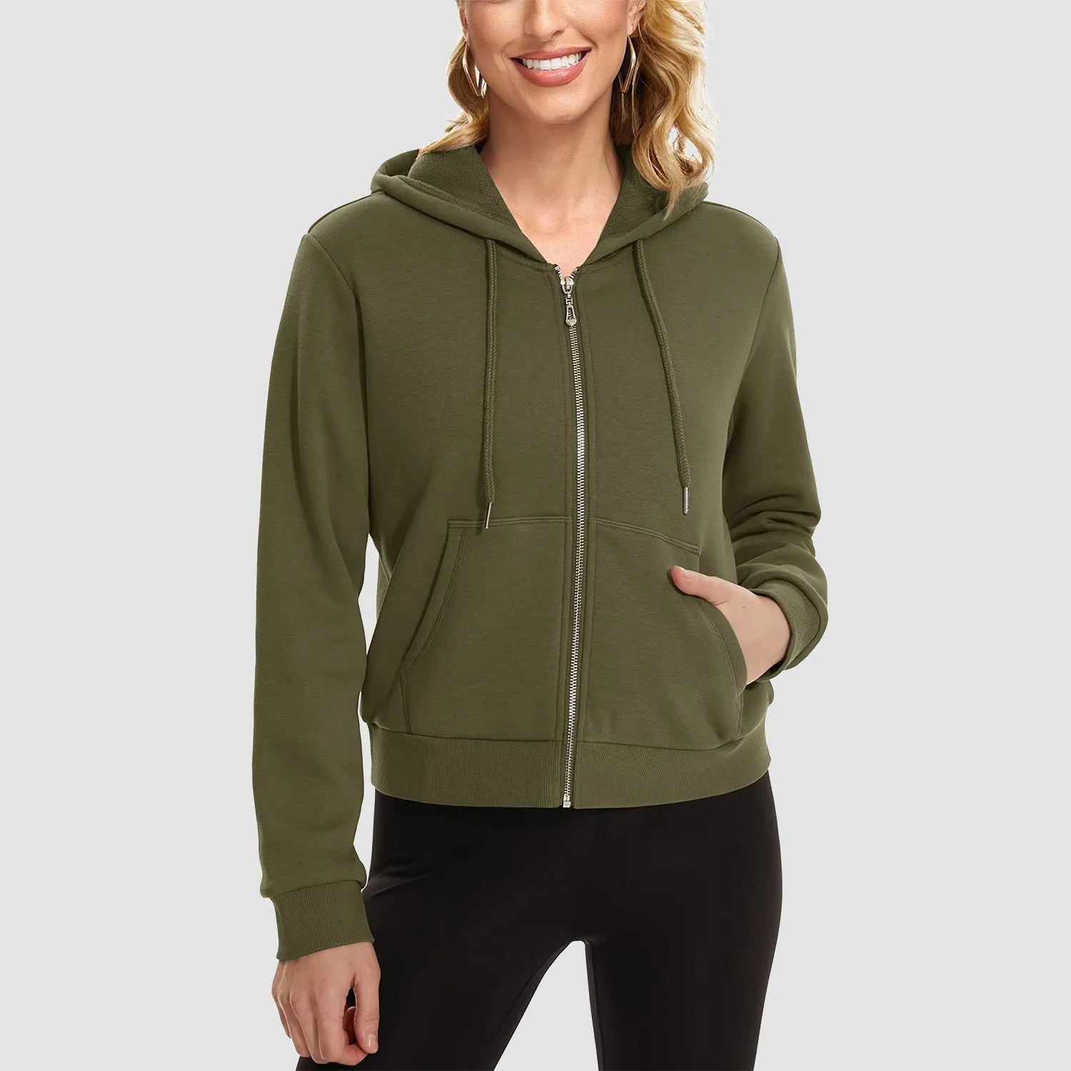 Women's Bomber Hoodie - Fleece-Lined & Full Zip Winter