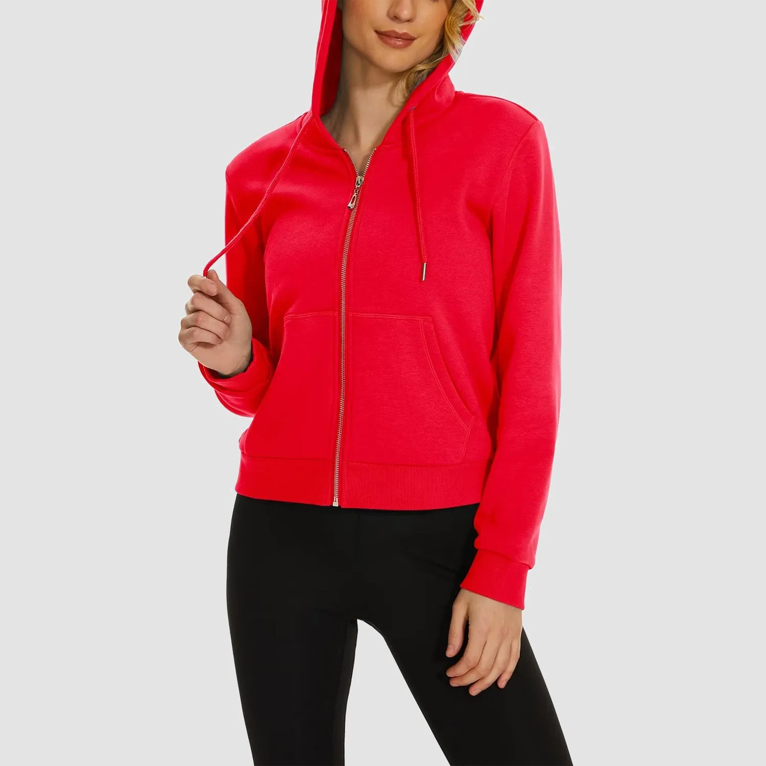 Women's Bomber Hoodie - Fleece-Lined & Full Zip Winter