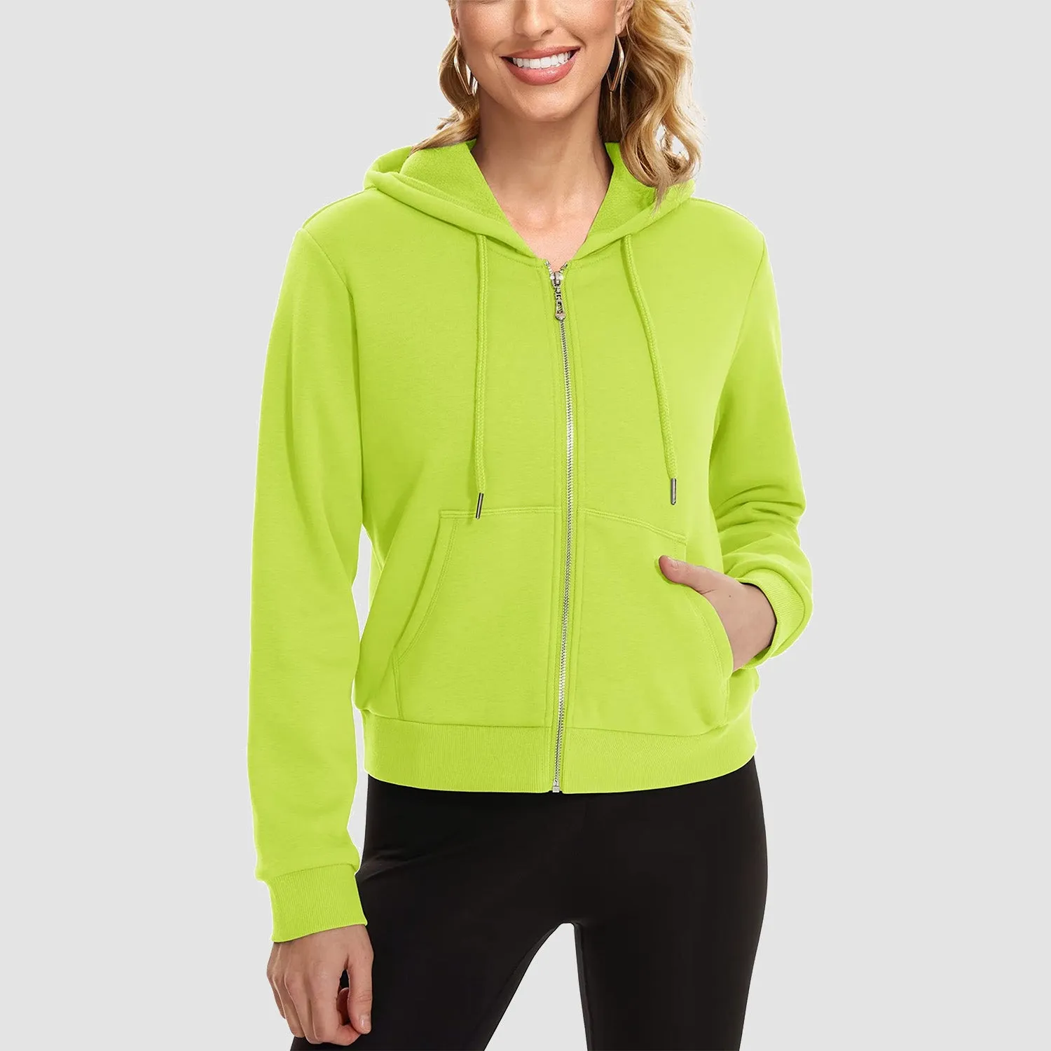 Women's Bomber Hoodie - Fleece-Lined & Full Zip Winter