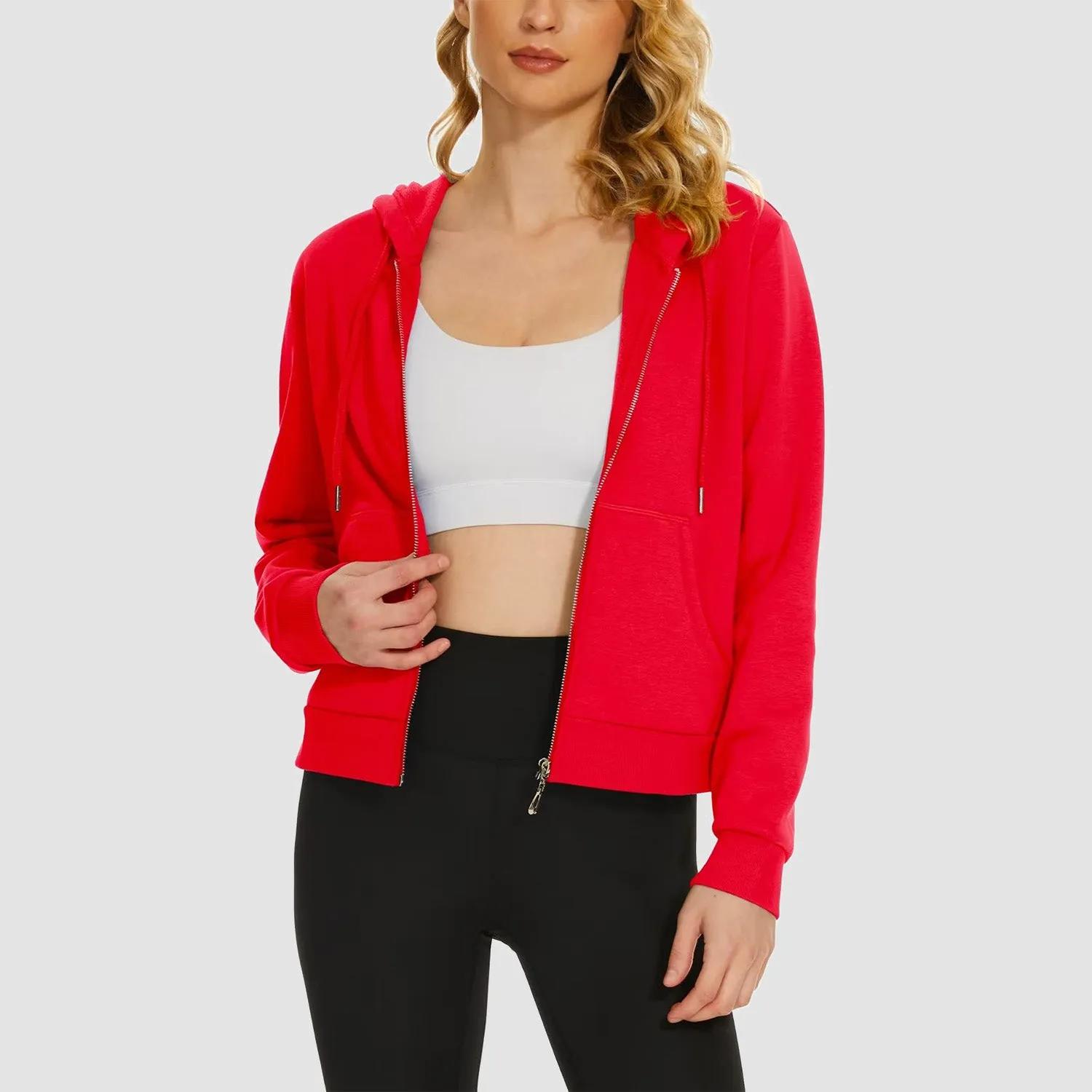 Women's Bomber Hoodie - Fleece-Lined & Full Zip Winter