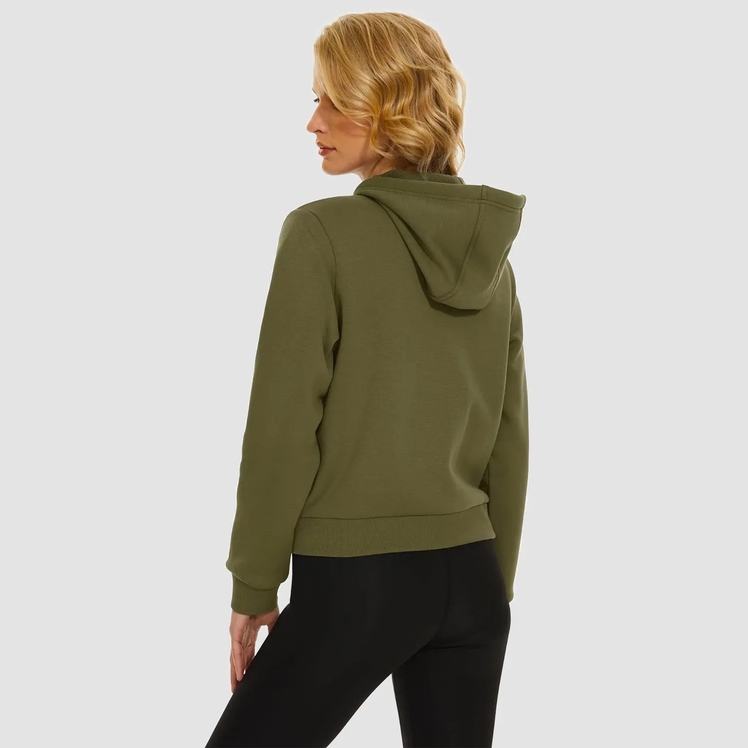Women's Bomber Hoodie - Fleece-Lined & Full Zip Winter