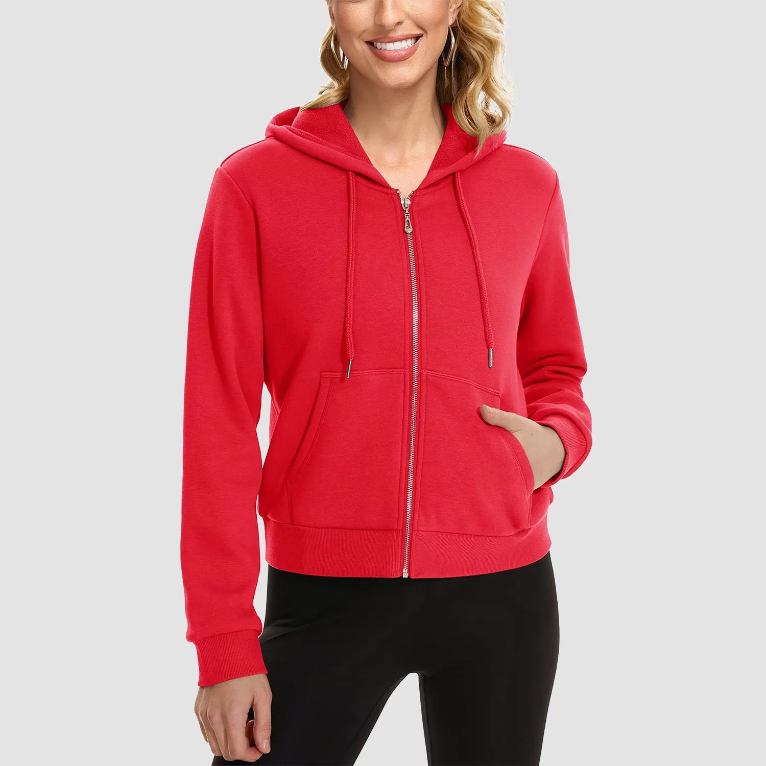 Women's Bomber Hoodie - Fleece-Lined & Full Zip Winter