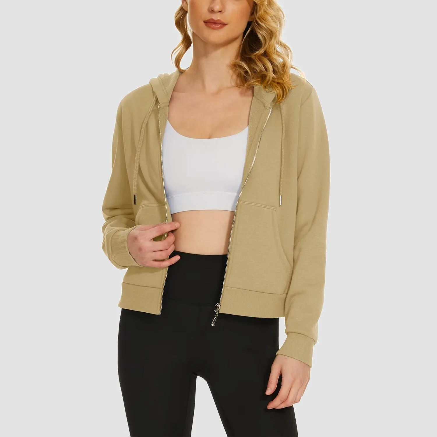 Women's Bomber Hoodie - Fleece-Lined & Full Zip Winter