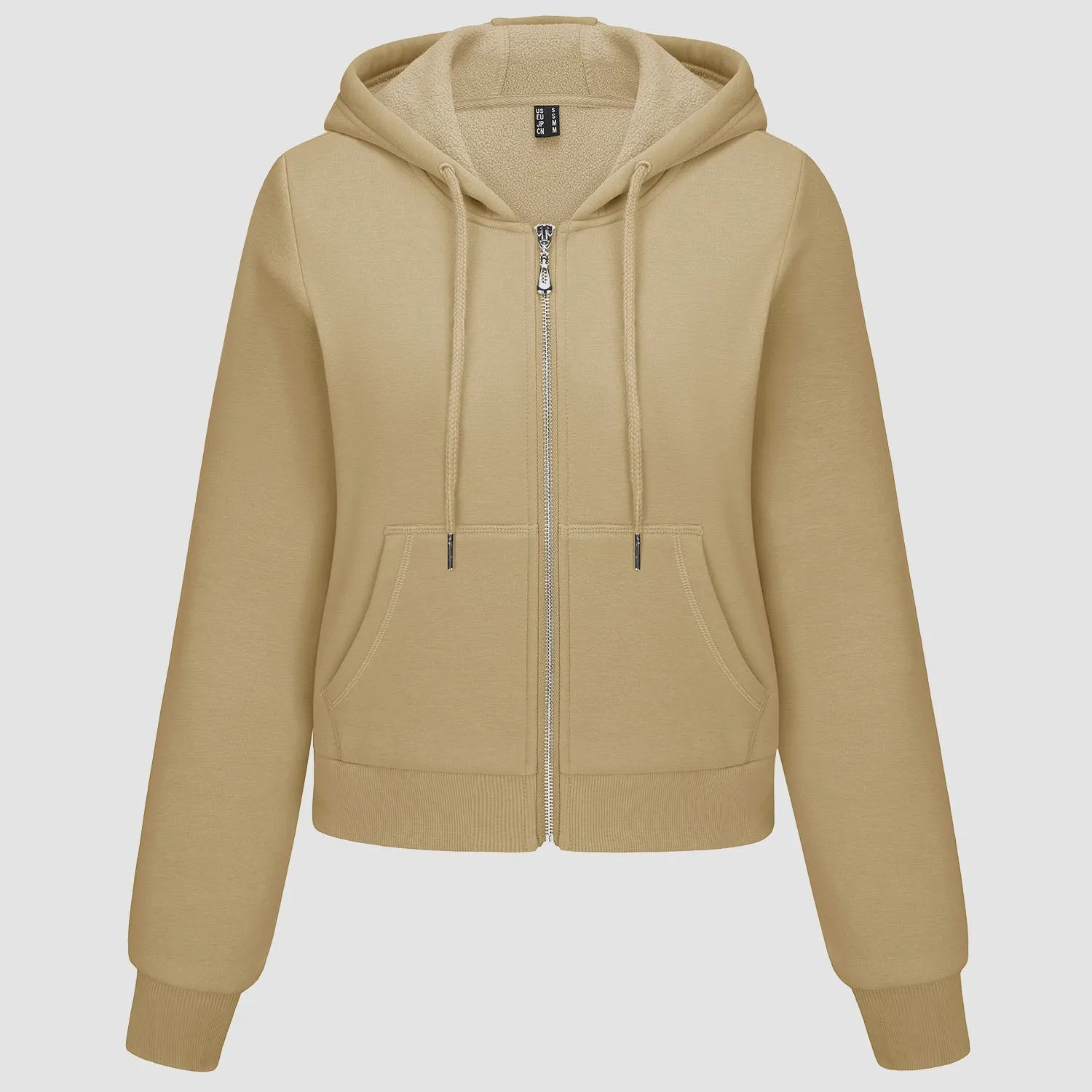 Women's Hoodie Ladies Bomber Jacket Fleece Lined Crop Tops Full Zip Hoodie For Winter