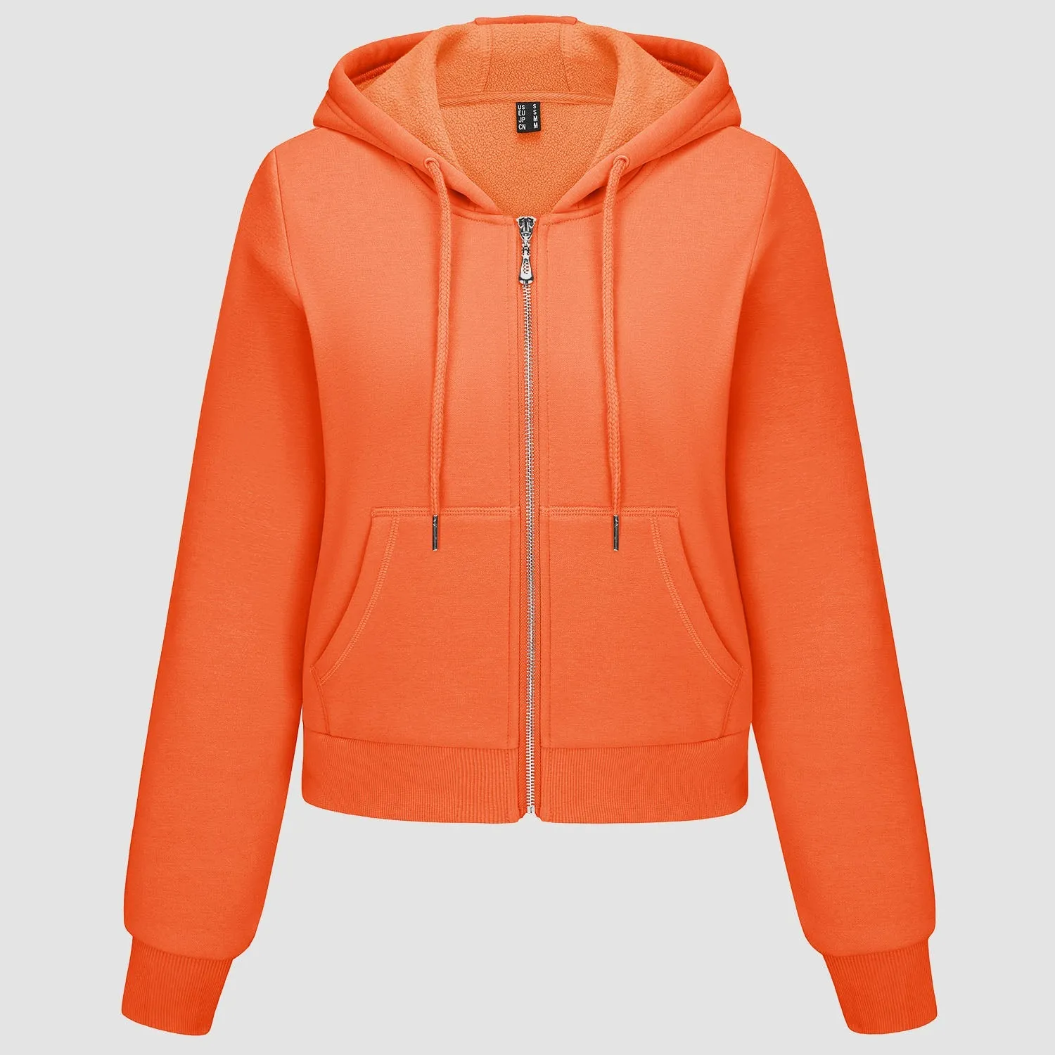Women's Hoodie Ladies Bomber Jacket Fleece Lined Crop Tops Full Zip Hoodie For Winter
