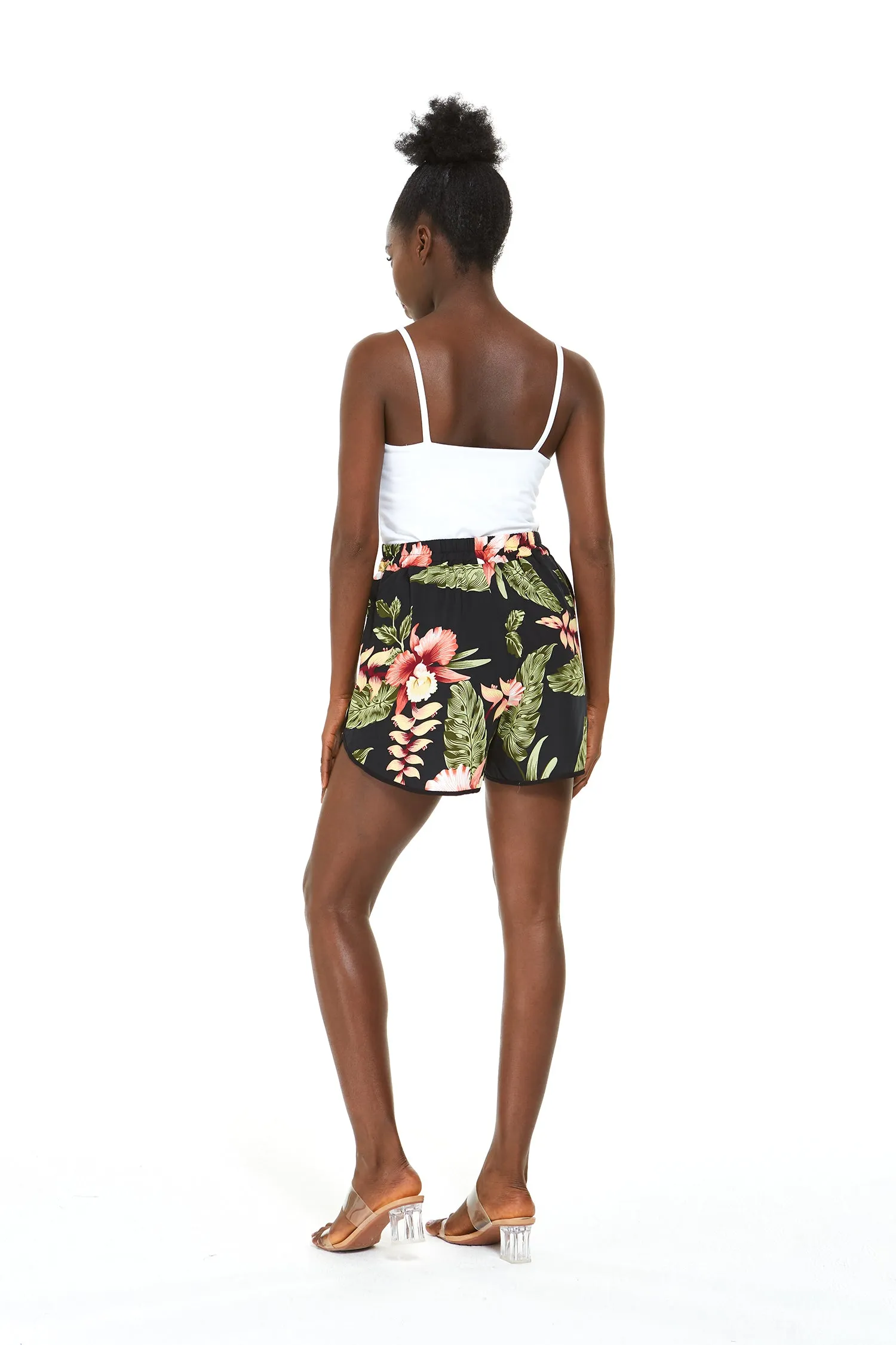 Women's Shorts with Elastic Band in Rafelsia Black
