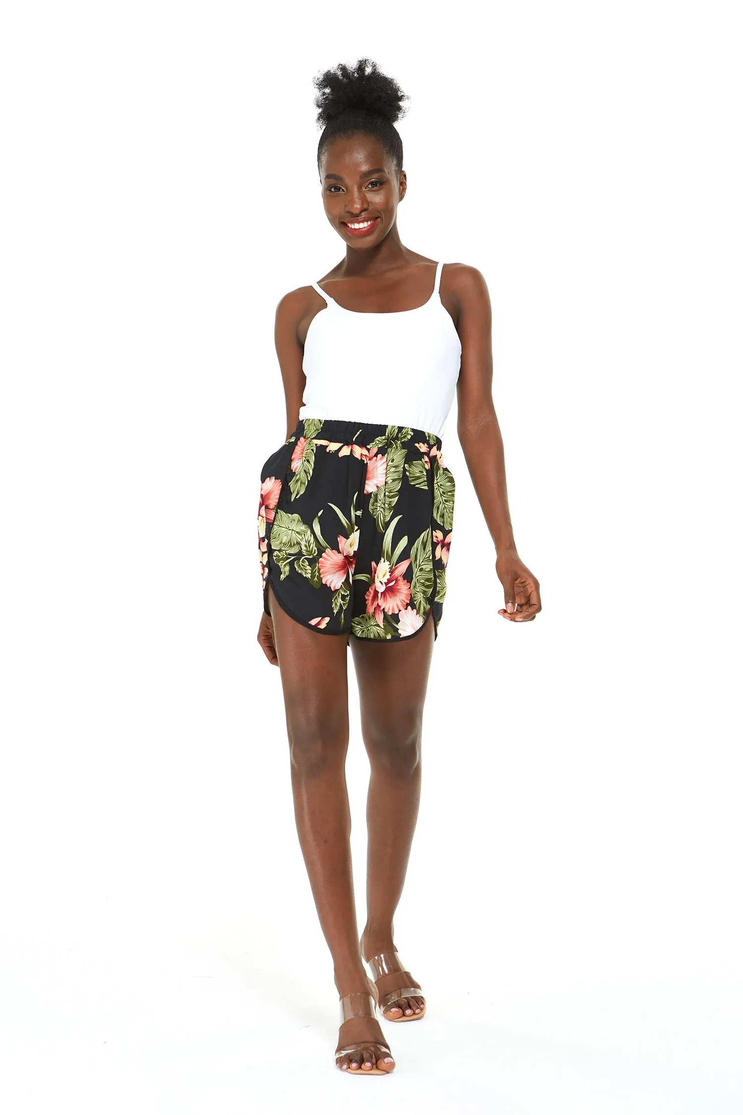 Women's Shorts with Elastic Band in Rafelsia Black