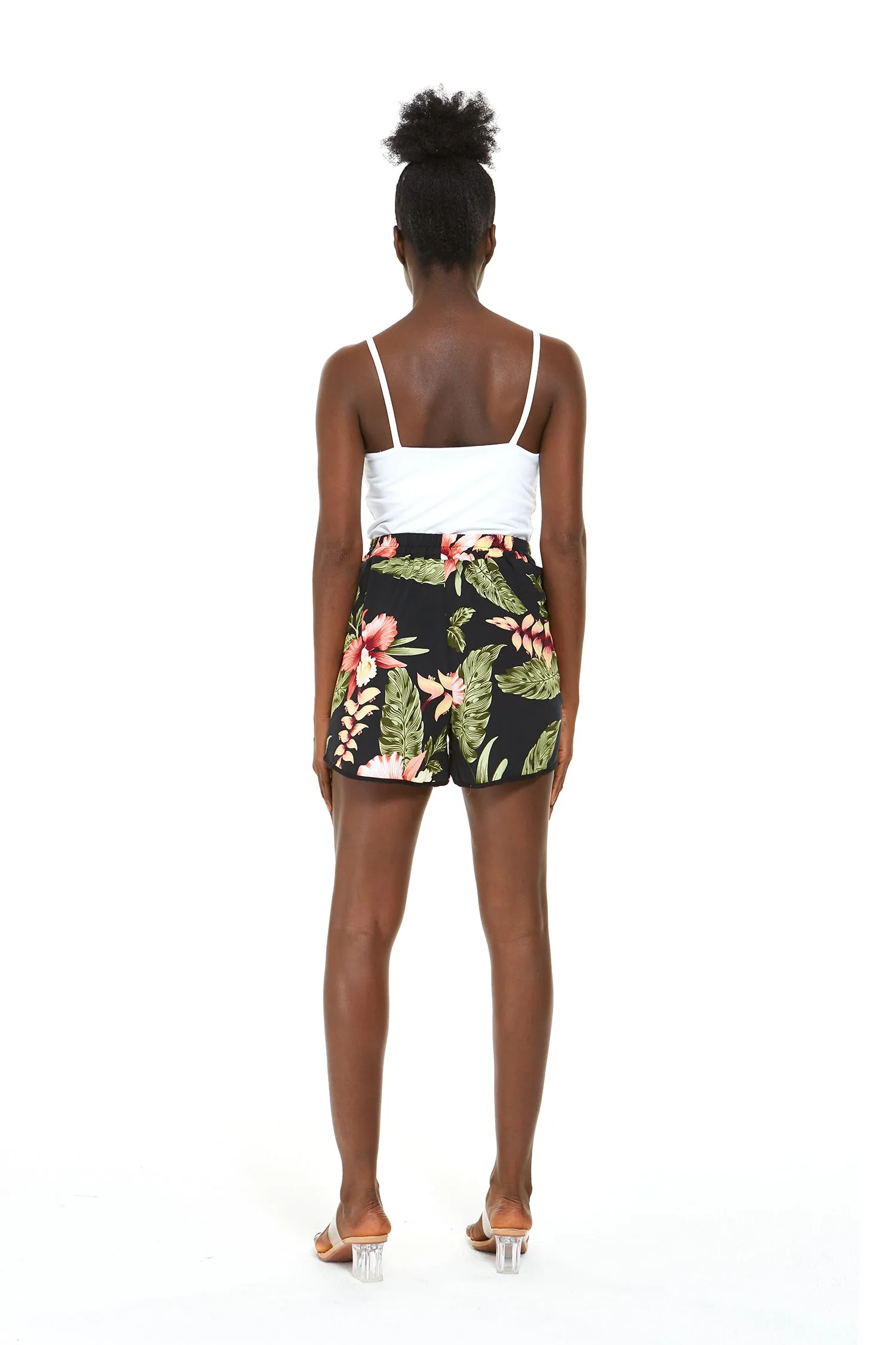 Women's Shorts with Elastic Band in Rafelsia Black
